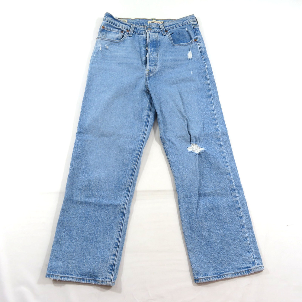 Levi's Button Fly Ribcage Straight Ankle Jeans Levi's Premium Md Blue Wash 30